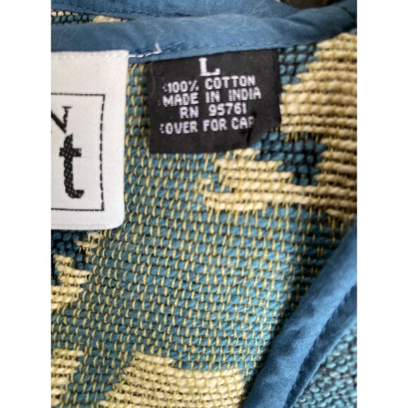 Vintage Keren Hart Tapestry Vest L Horse Pattern Blue Cotton Western Style - Picture 6 of 12